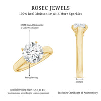 Solitaire Cathedral Engagement Ring with Brilliant Cut Moissanite