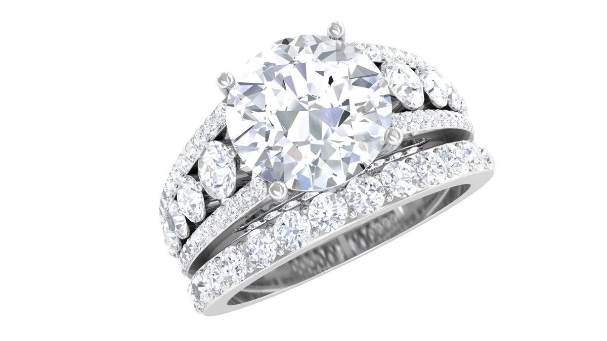 Zircon Designer Wedding Ring Set with Band