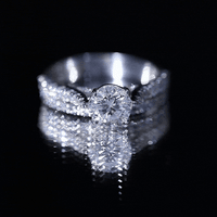 2 Carat Moissanite Solitaire Engagement Ring Set With Eternity Band