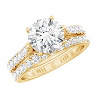 2 Carat Moissanite Solitaire Engagement Ring Set With Eternity Band