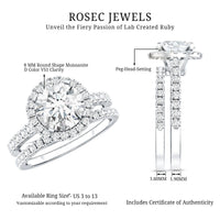 2 Carat Moissanite Classic Halo Wedding Ring Set