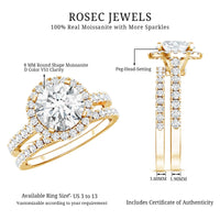 2 Carat Moissanite Classic Halo Wedding Ring Set