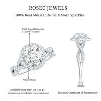 Certified 2 CT Moissanite Criss Cross Engagement Ring with Halo