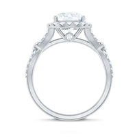 Certified 2 CT Moissanite Criss Cross Engagement Ring with Halo