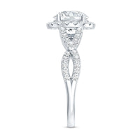 Certified 2 CT Moissanite Criss Cross Engagement Ring with Halo