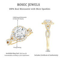 Certified 2 CT Moissanite Criss Cross Engagement Ring with Halo