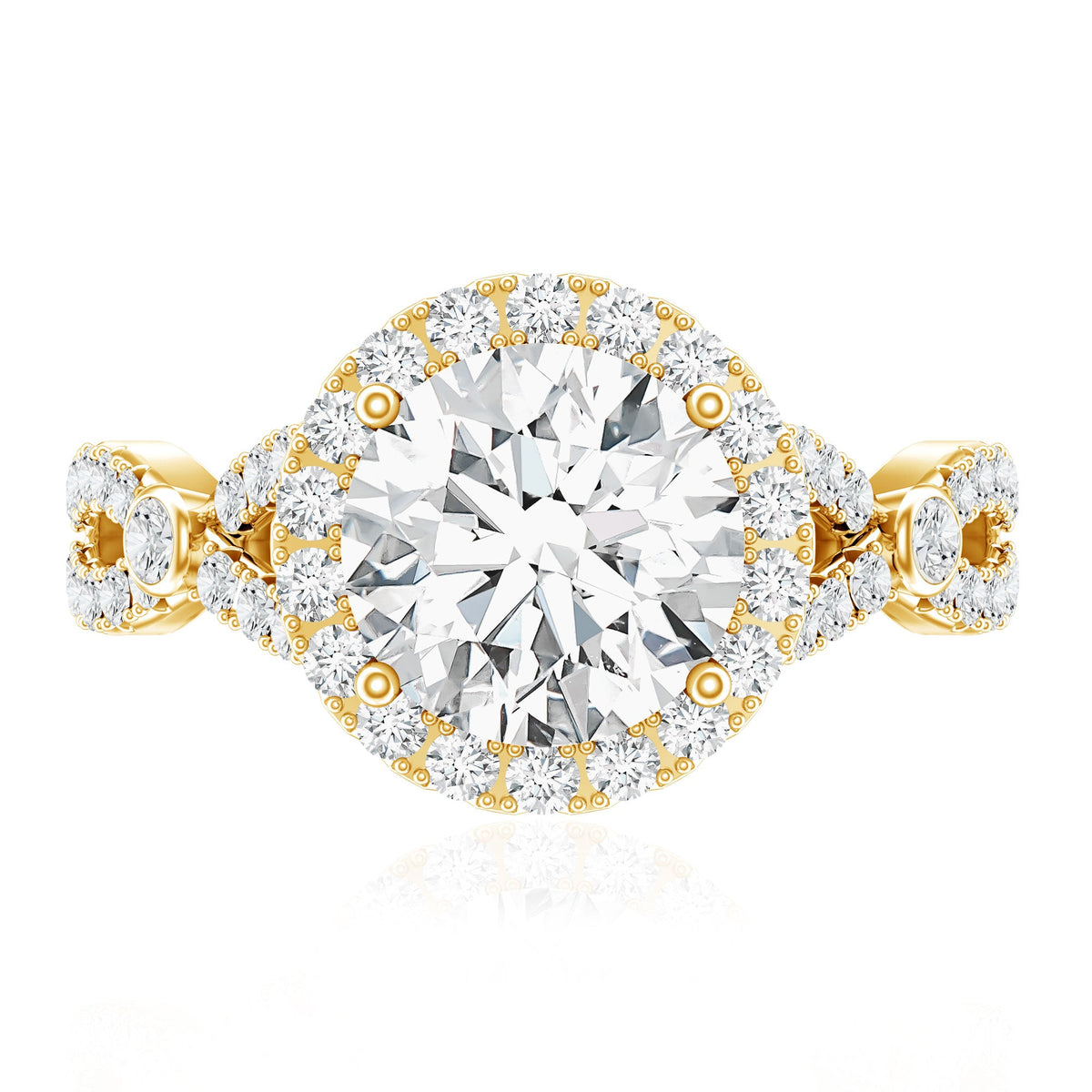 Certified 2 CT Moissanite Criss Cross Engagement Ring with Halo