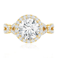 Certified 2 CT Moissanite Criss Cross Engagement Ring with Halo