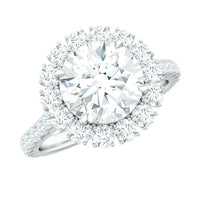 Certified Brilliant Cut Moissanite Halo Engagement Ring