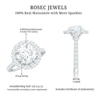 Certified Brilliant Cut Moissanite Halo Engagement Ring