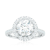 Certified Brilliant Cut Moissanite Halo Engagement Ring