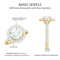 Certified Brilliant Cut Moissanite Halo Engagement Ring