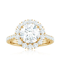 Certified Brilliant Cut Moissanite Halo Engagement Ring