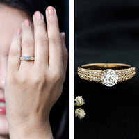 Round Moissanite Engagement Ring with Side Stones