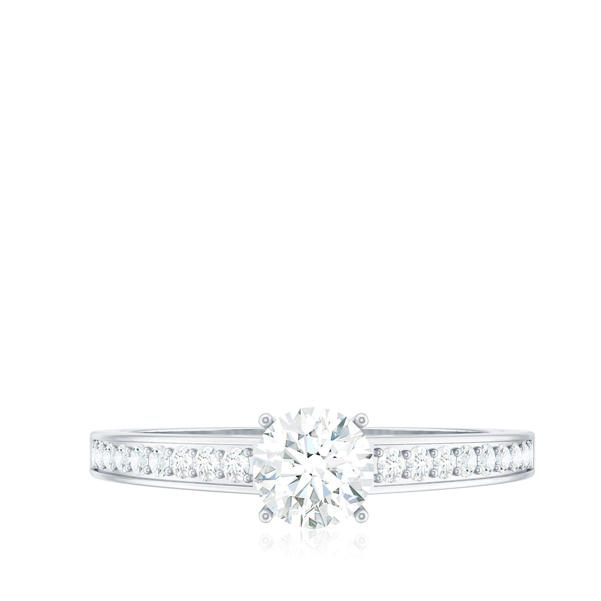 Cubic Zirconia Engagement Ring with Side Stones