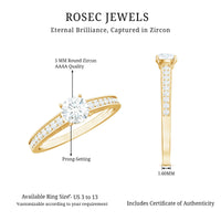 Cubic Zirconia Engagement Ring with Side Stones