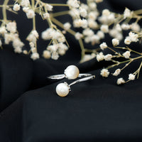 Cultured Freshwater Pearl Bypass Engagement Ring