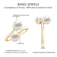Cultured Freshwater Pearl Bypass Engagement Ring