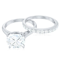 Cushion Cut Moissanite Solitaire Bridal Set with Certificate