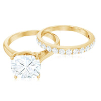 Cushion Cut Moissanite Solitaire Bridal Set with Certificate