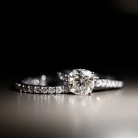 3 CT Cushion Cut Moissanite Solitaire Engagement Ring with Wedding Band