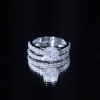 3 Carat Prong Set Moissanite Solitaire Engagement Ring with Wedding Band
