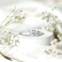 3 Carat Prong Set Moissanite Solitaire Engagement Ring with Wedding Band