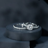 3 Carat Prong Set Moissanite Solitaire Engagement Ring with Wedding Band