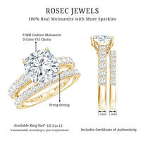 3 Carat Prong Set Moissanite Solitaire Engagement Ring with Wedding Band