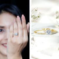 3 Carat Prong Set Moissanite Solitaire Engagement Ring with Wedding Band