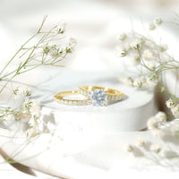 3 Carat Prong Set Moissanite Solitaire Engagement Ring with Wedding Band
