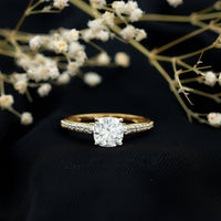 3 Carat Cushion Moissanite Cathedral Engagement Ring