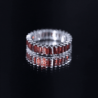 Certified Natural Baguette Garnet Eternity Band Ring