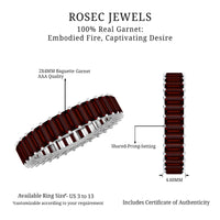 Certified Natural Baguette Garnet Eternity Band Ring