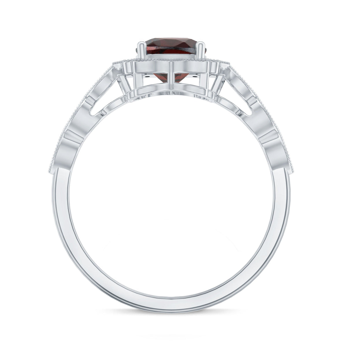 Vintage Looking 3.2 Carat Garnet Cushion Cut Engagement Ring with Diamond