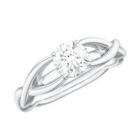 Certified Zircon Solitaire Ring with Crossover Shank