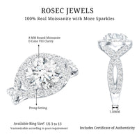 Round Moissanite Crossover Engagement Ring for Women
