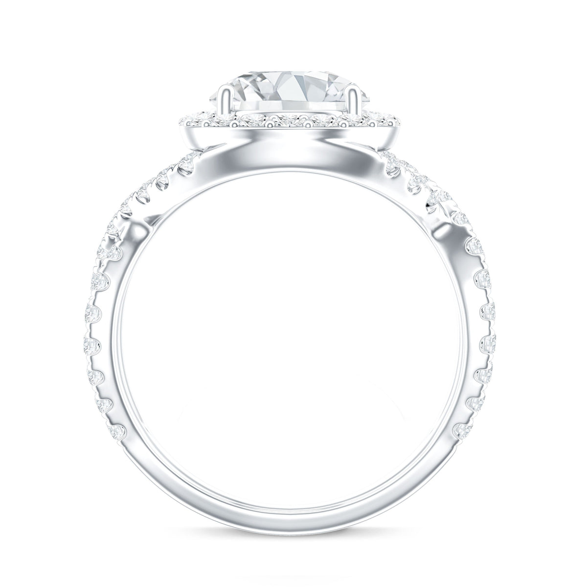 Round Moissanite Crossover Engagement Ring for Women