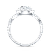 Round Moissanite Crossover Engagement Ring for Women