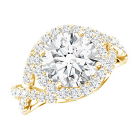 Round Moissanite Crossover Engagement Ring for Women