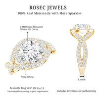 Round Moissanite Crossover Engagement Ring for Women