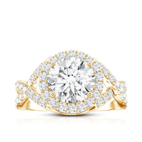 Round Moissanite Crossover Engagement Ring for Women