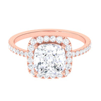 8 MM Cushion Cut Moissanite Halo Engagement Ring for Women