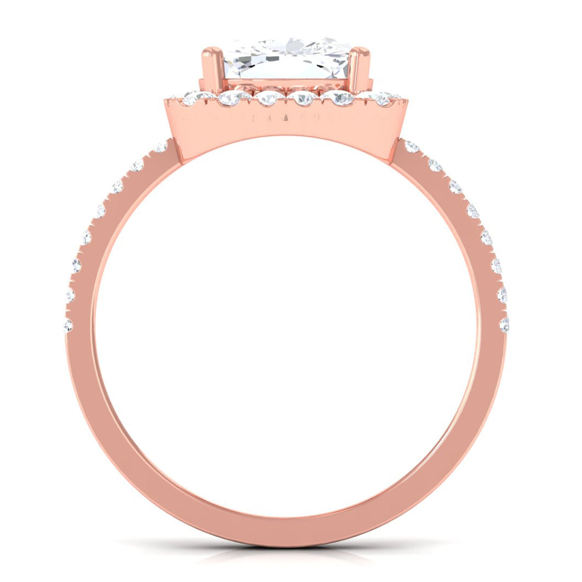 8 MM Cushion Cut Moissanite Halo Engagement Ring for Women