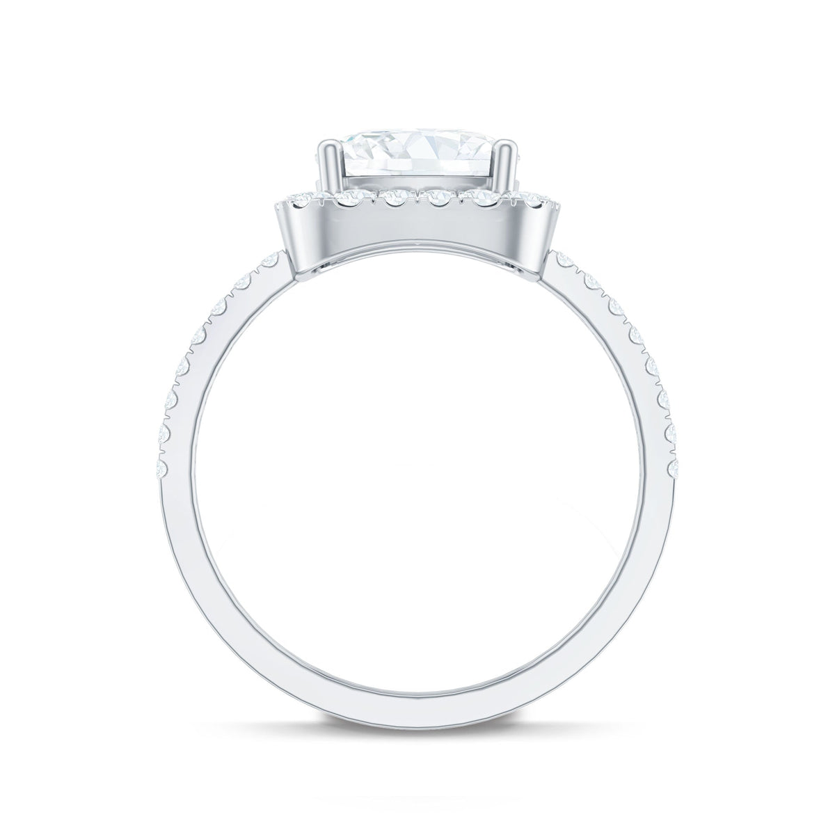 8 MM Cushion Cut Moissanite Halo Engagement Ring for Women