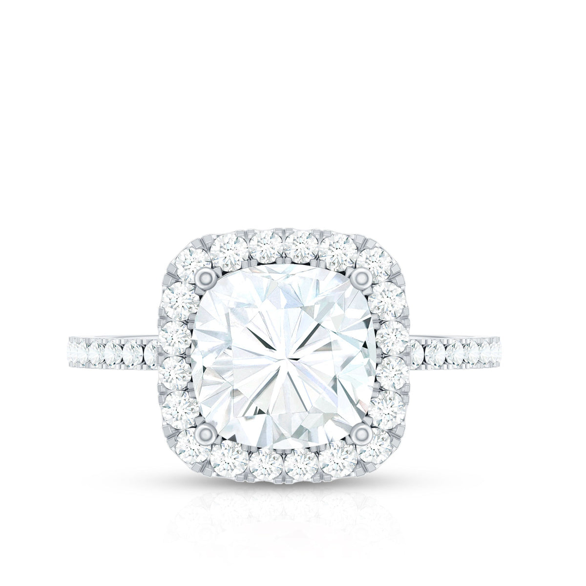 8 MM Cushion Cut Moissanite Halo Engagement Ring for Women