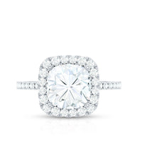 8 MM Cushion Cut Moissanite Halo Engagement Ring for Women