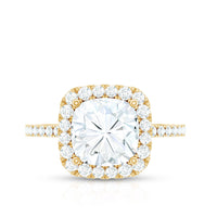 8 MM Cushion Cut Moissanite Halo Engagement Ring for Women