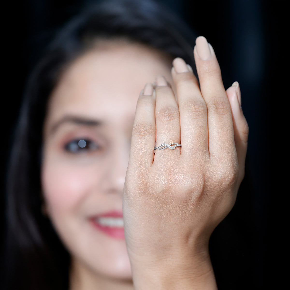 Certified diamond infinity promise ring for her by Rosec Jewels, featuring sparkling diamonds and a sleek, elegant design.