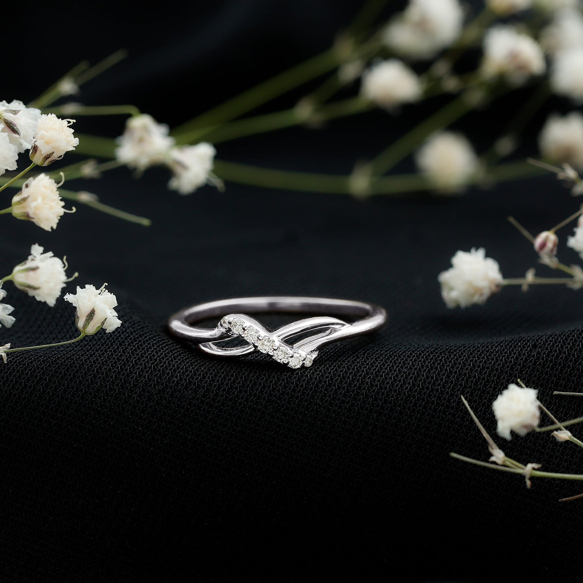 Certified diamond infinity promise ring for women by Rosec Jewels, featuring a sparkling diamond design on a elegant ring.